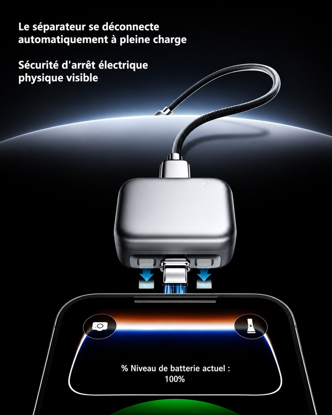 Adaptateur intelligent USB-C 140w avec débranchement automatique de charge