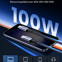 UGREEN Lot de 2 Câble USB C vers USB C Nylon Tressé PD 100W - 2M